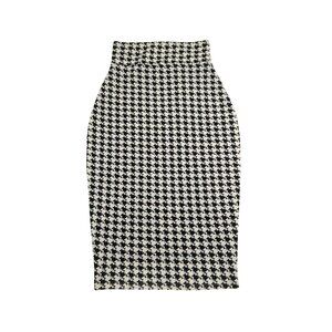 Houndstooth Pencil Skirt By Unique Vintage In Black & White Size M Stretch Fit
